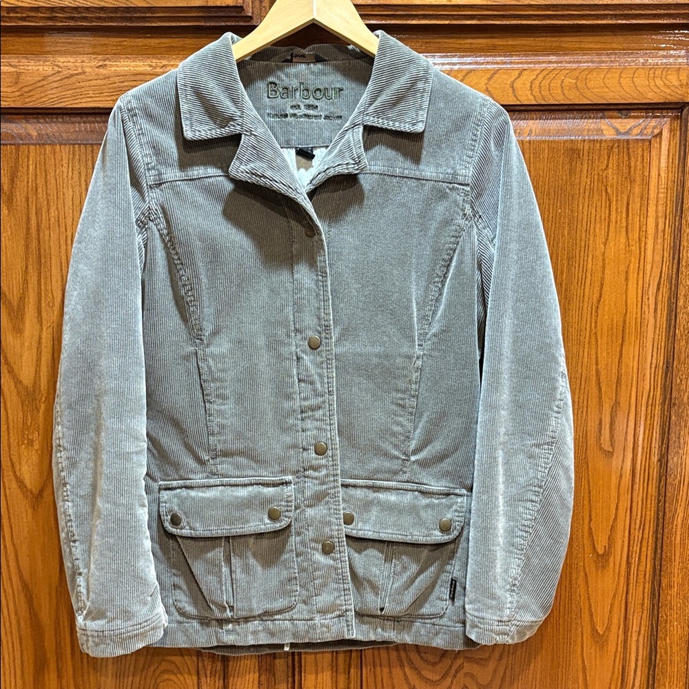 Barbour Women's Jacket in Gray/Green Corduroy